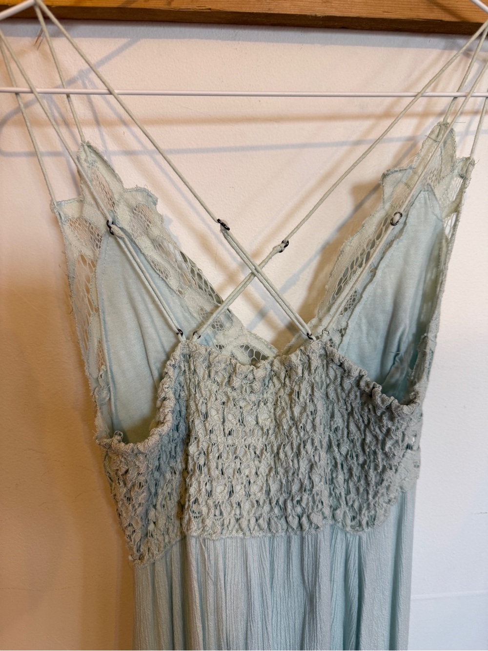 Free People Pale Blue Lace-Trim Mini Slip Dress - Picture 3 of 6